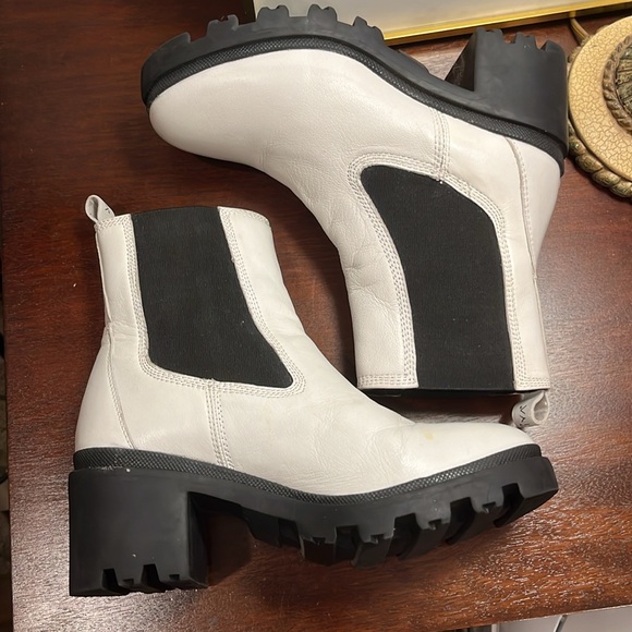 Enjoiya Dana White Leather Heeled Ankle Boots size 6.5 US 37 EUC - Picture 8 of 14